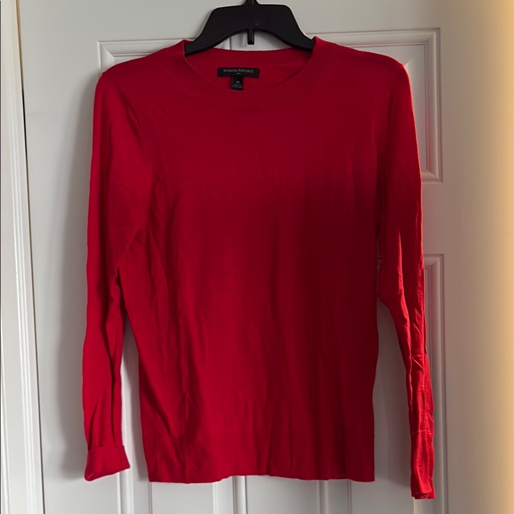 Banana Republic Red Crew Neck Sweater Vibrant Knit